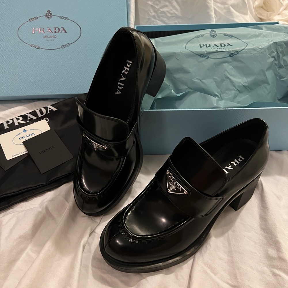 Black Prada penny loader style heels Size 41 or 9